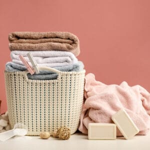Gewassen handdoeken opgestapeld